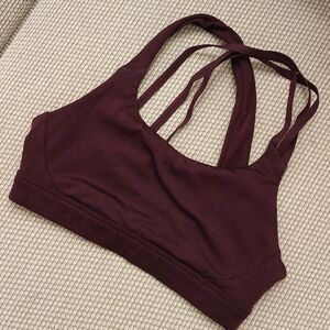 ATHLETA Burgundy/Wine Crisscross Sports Bra with Matte Finish